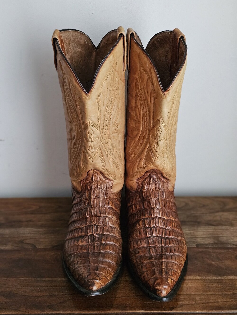 Rancho Exotic Alligator Reptile Leather Western Cowboy Boots Brown Tan Size 11 E - Picture 8 of 16